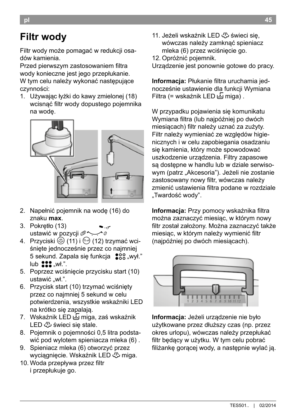 Filtr wody | Bosch TES50129RW VeroCafe Machine à café Expresso automatique Noir User Manual | Page 49 / 122