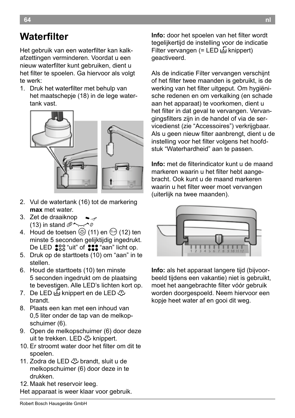 Waterfilter | Bosch TES50129RW VeroCafe Machine à café Expresso automatique Noir User Manual | Page 68 / 122