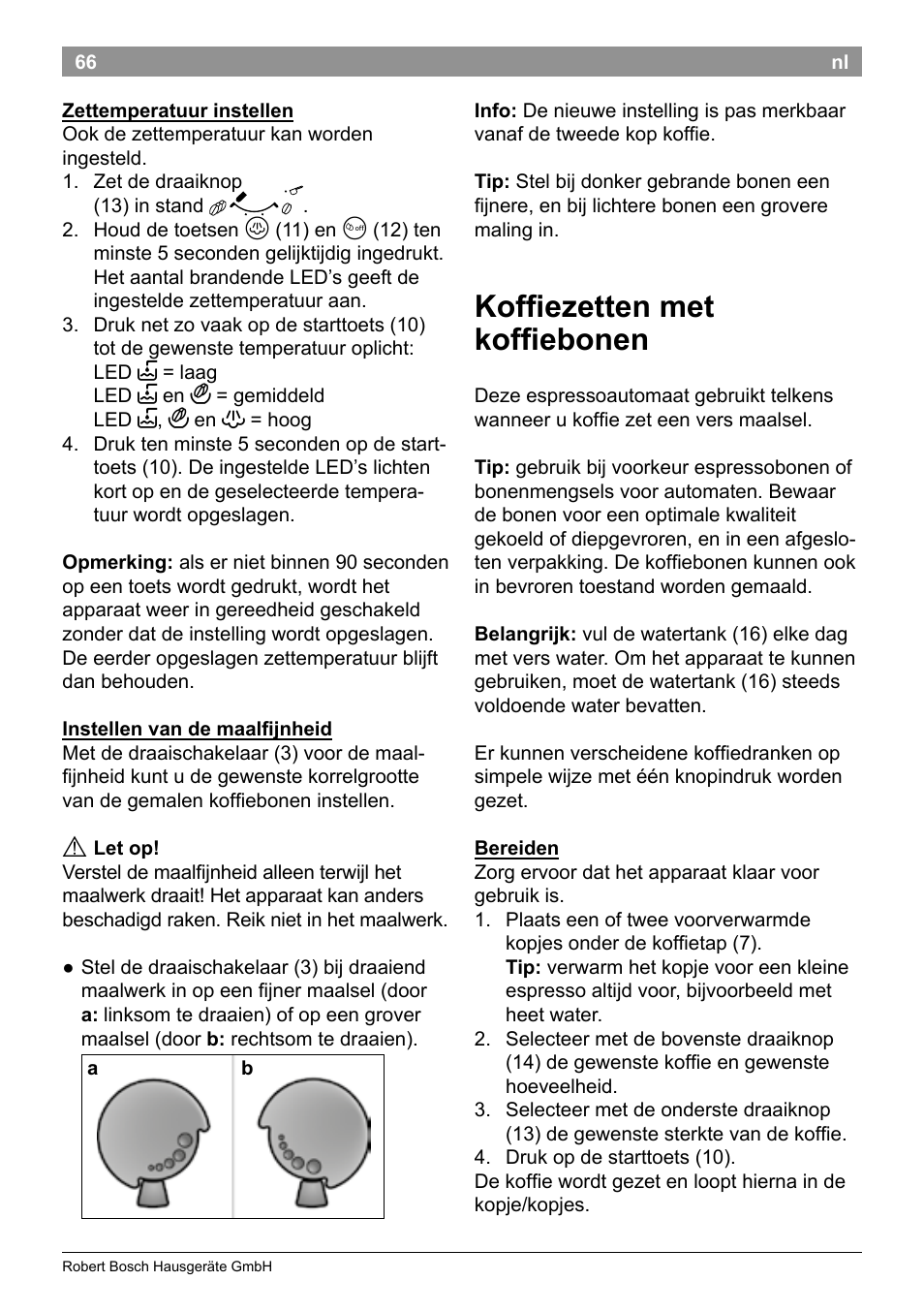 Koffiezetten met koffiebonen | Bosch TES50129RW VeroCafe Machine à café Expresso automatique Noir User Manual | Page 70 / 122