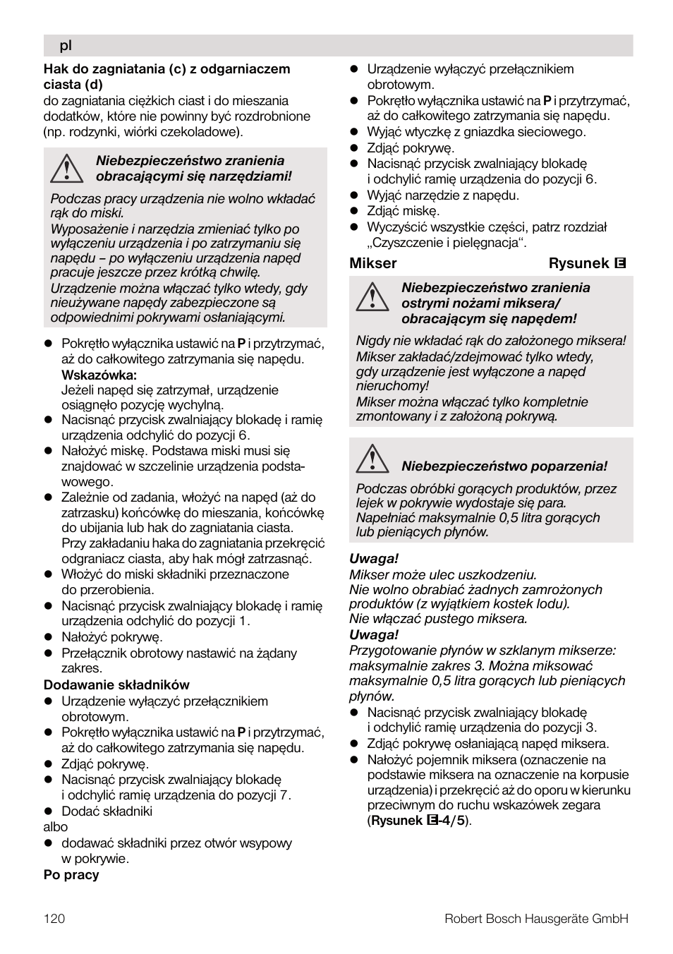 Bosch MUM4832 KITCHEN MACHINE 600W BLANC Couleur blanc blanc User Manual | Page 120 / 174