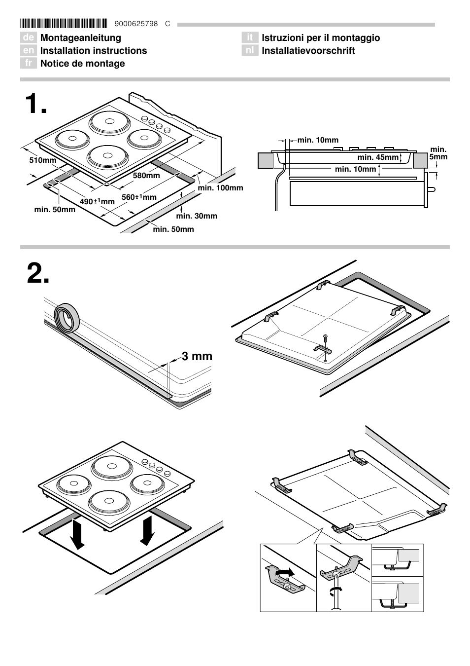 Bosch NCT615C01 Table électrique 60cm User Manual | 4 pages