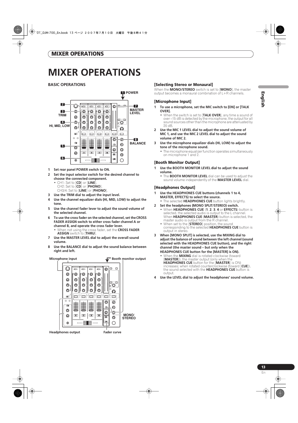 Mixer operations | Pioneer DJM-700-S User Manual | Page 13 / 184