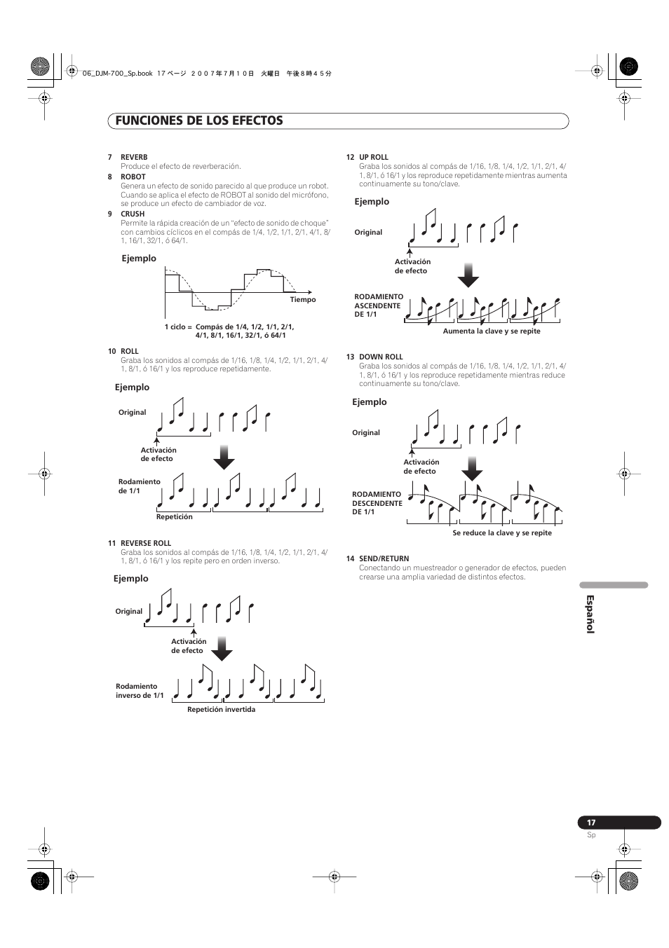 Funciones de los efectos | Pioneer DJM-700-S User Manual | Page 147 / 184