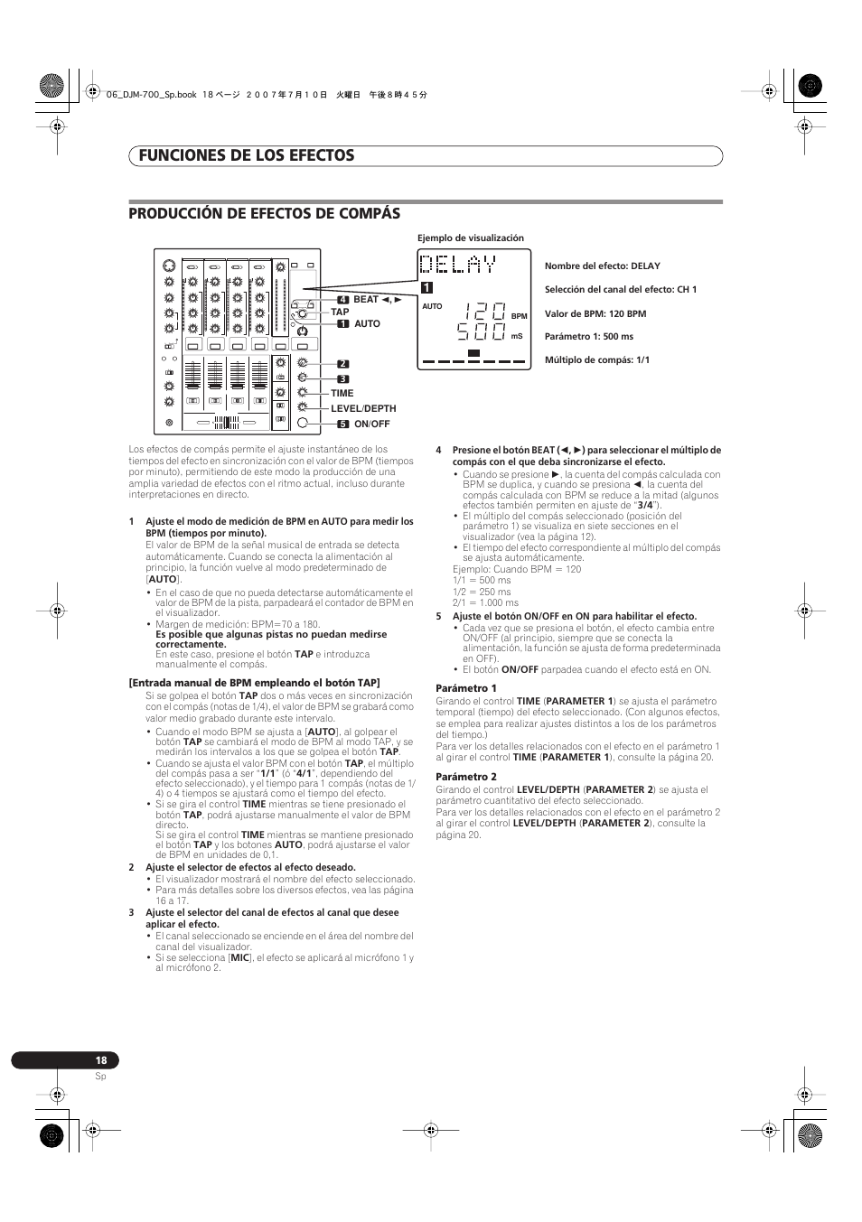 Producción de efectos de compás, Funciones de los efectos | Pioneer DJM-700-S User Manual | Page 148 / 184