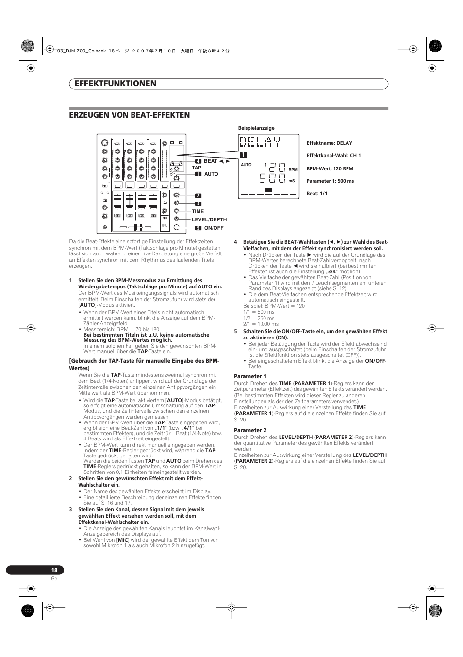 Erzeugen von beat-effekten, Effektfunktionen | Pioneer DJM-700-S User Manual | Page 70 / 184