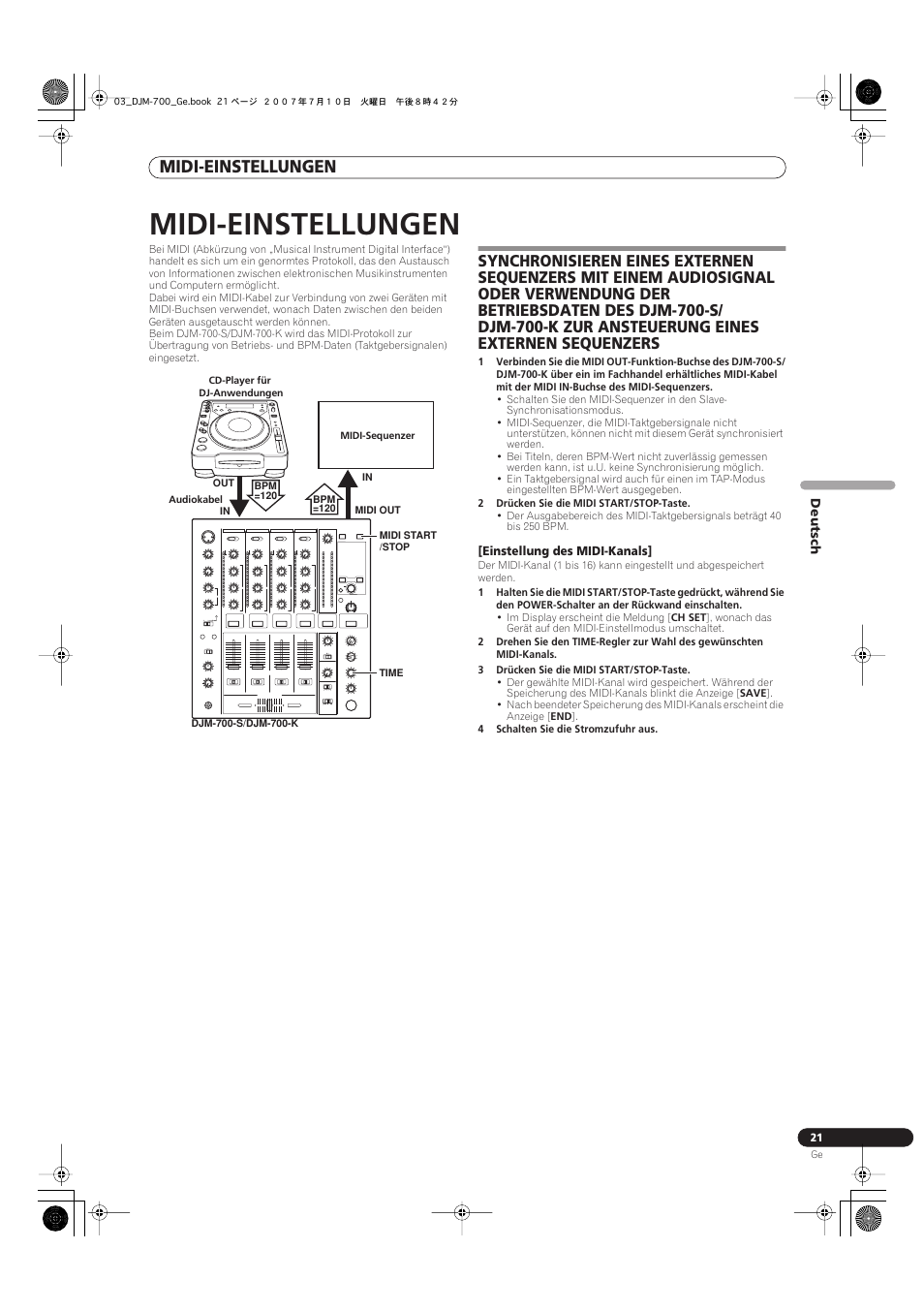 Midi-einstellungen | Pioneer DJM-700-S User Manual | Page 73 / 184