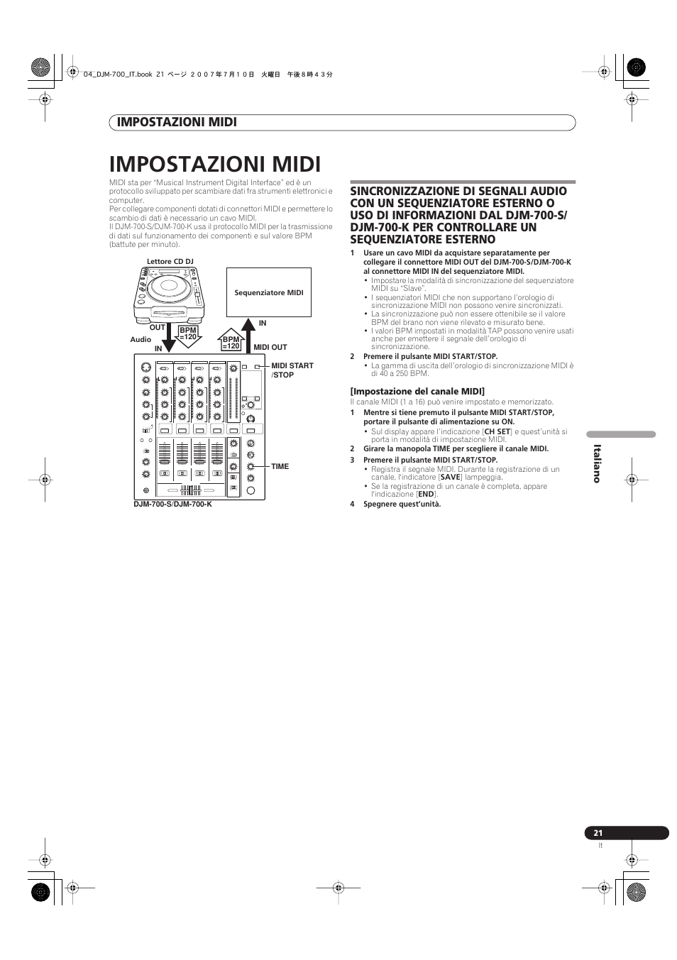 Impostazioni midi | Pioneer DJM-700-S User Manual | Page 99 / 184