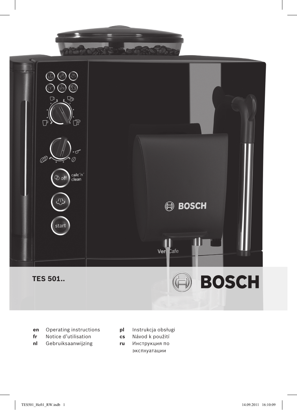 Bosch TES50129RW VeroCafe Machine à café Expresso automatique Noir User Manual | 117 pages