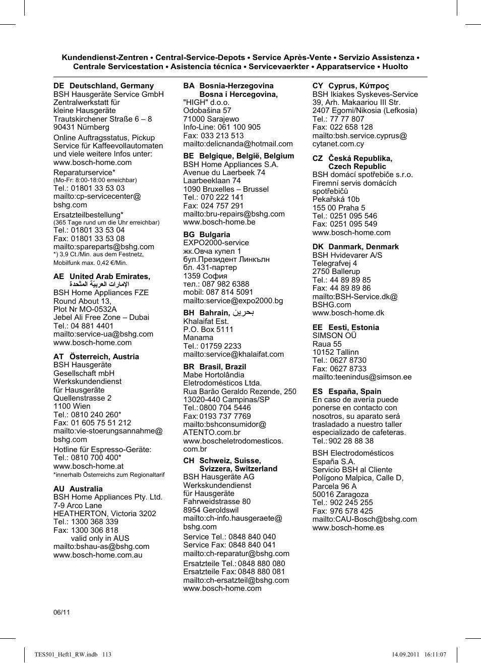 ﻦﻳﺮﺤﺑ | Bosch TES50129RW VeroCafe Machine à café Expresso automatique Noir User Manual | Page 113 / 117