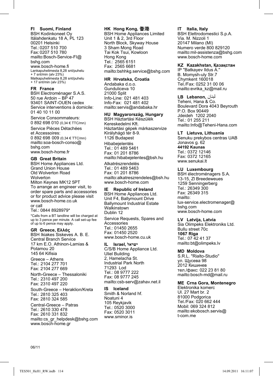Bosch TES50129RW VeroCafe Machine à café Expresso automatique Noir User Manual | Page 114 / 117