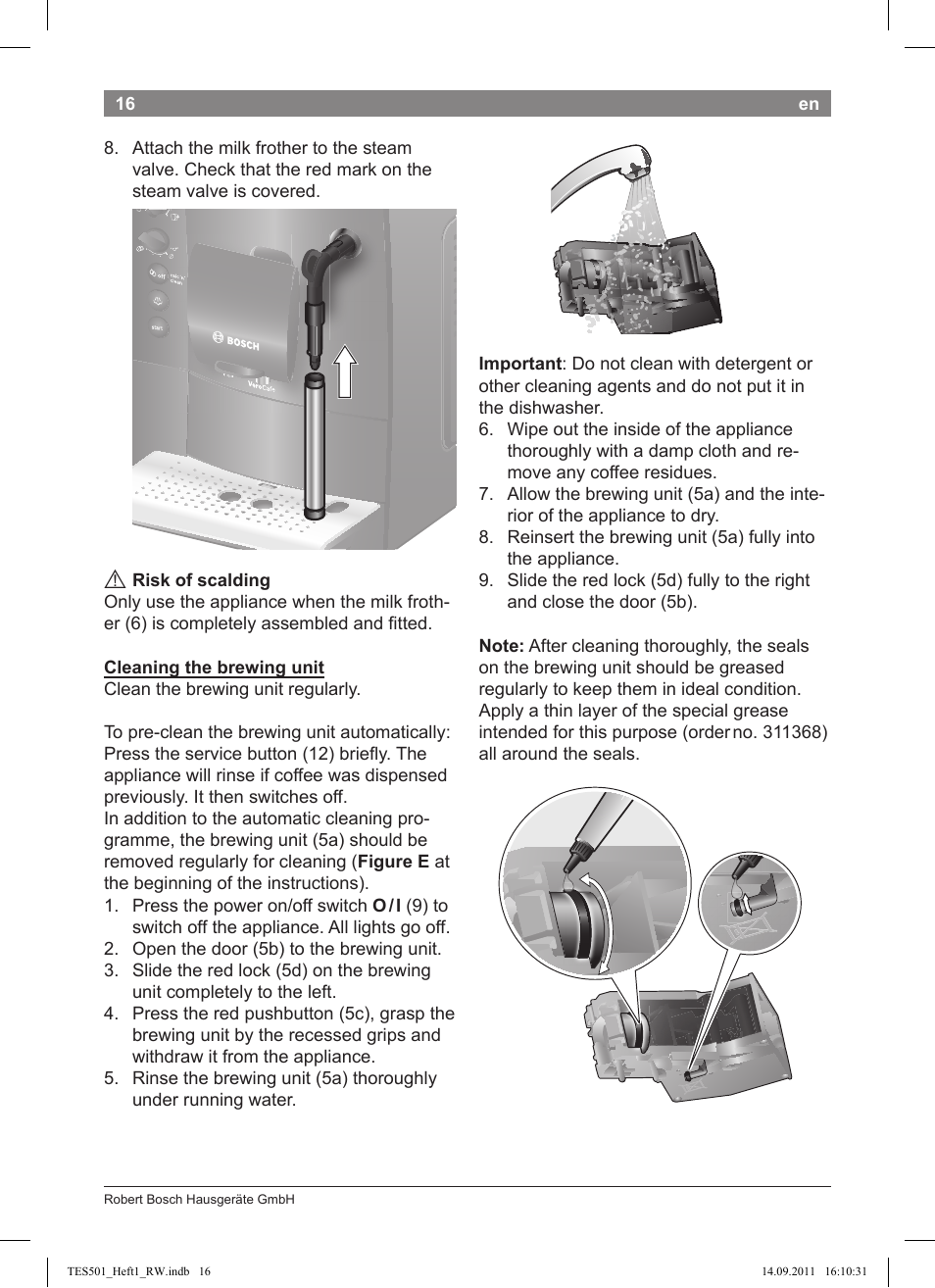 Bosch TES50129RW VeroCafe Machine à café Expresso automatique Noir User Manual | Page 16 / 117