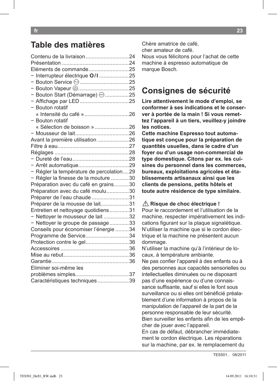 Bosch TES50129RW VeroCafe Machine à café Expresso automatique Noir User Manual | Page 23 / 117