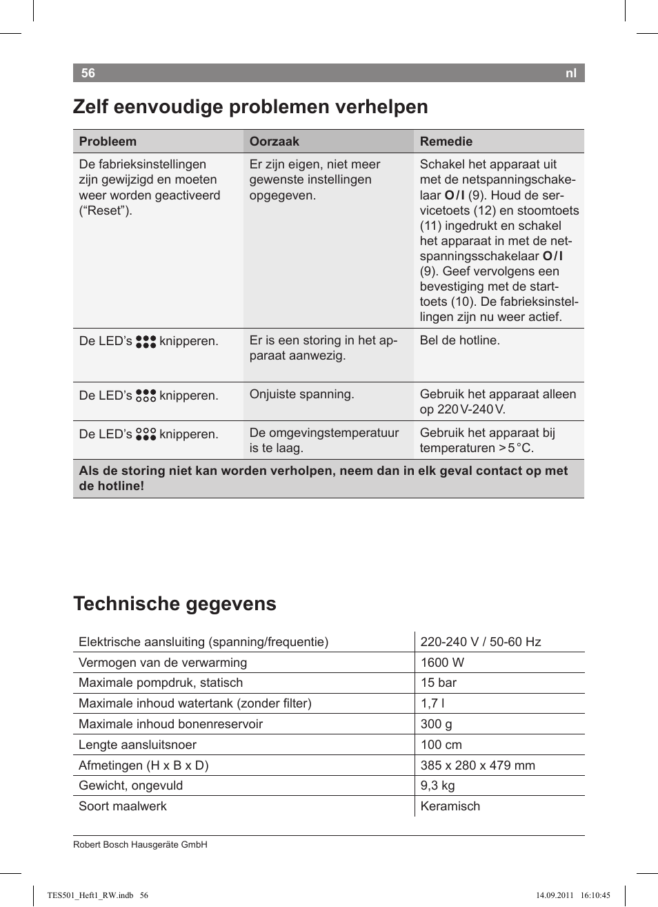 Bosch TES50129RW VeroCafe Machine à café Expresso automatique Noir User Manual | Page 56 / 117