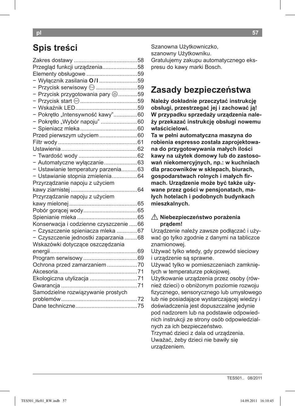 Bosch TES50129RW VeroCafe Machine à café Expresso automatique Noir User Manual | Page 57 / 117