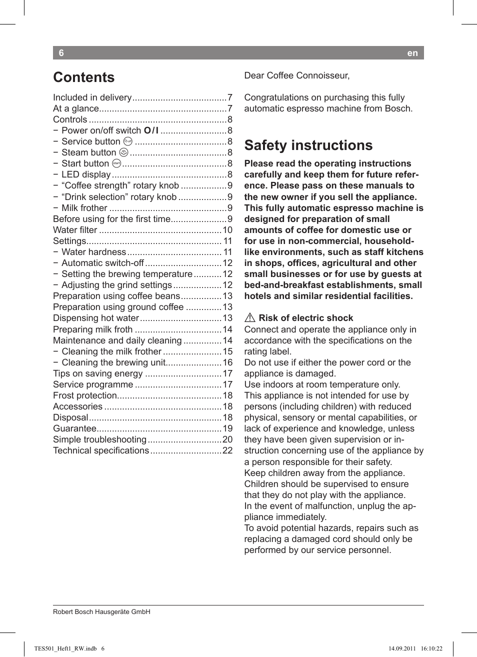 Bosch TES50129RW VeroCafe Machine à café Expresso automatique Noir User Manual | Page 6 / 117