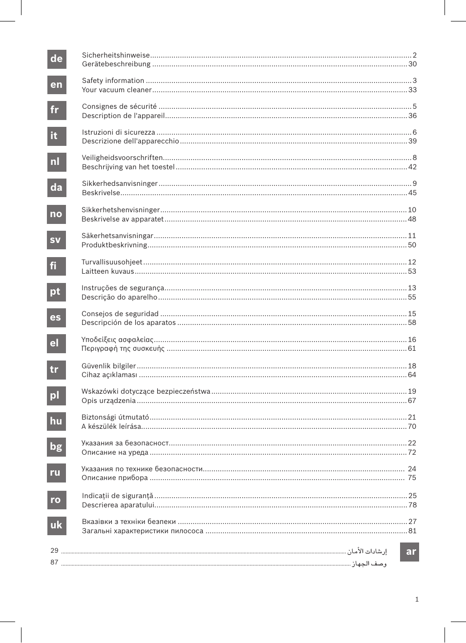 Ga_9000 948 325 | Bosch LithiumPower 25.2V Aspirateur balai sans fil rechargeable BBH52550 Argent minéral User Manual | Page 2 / 108