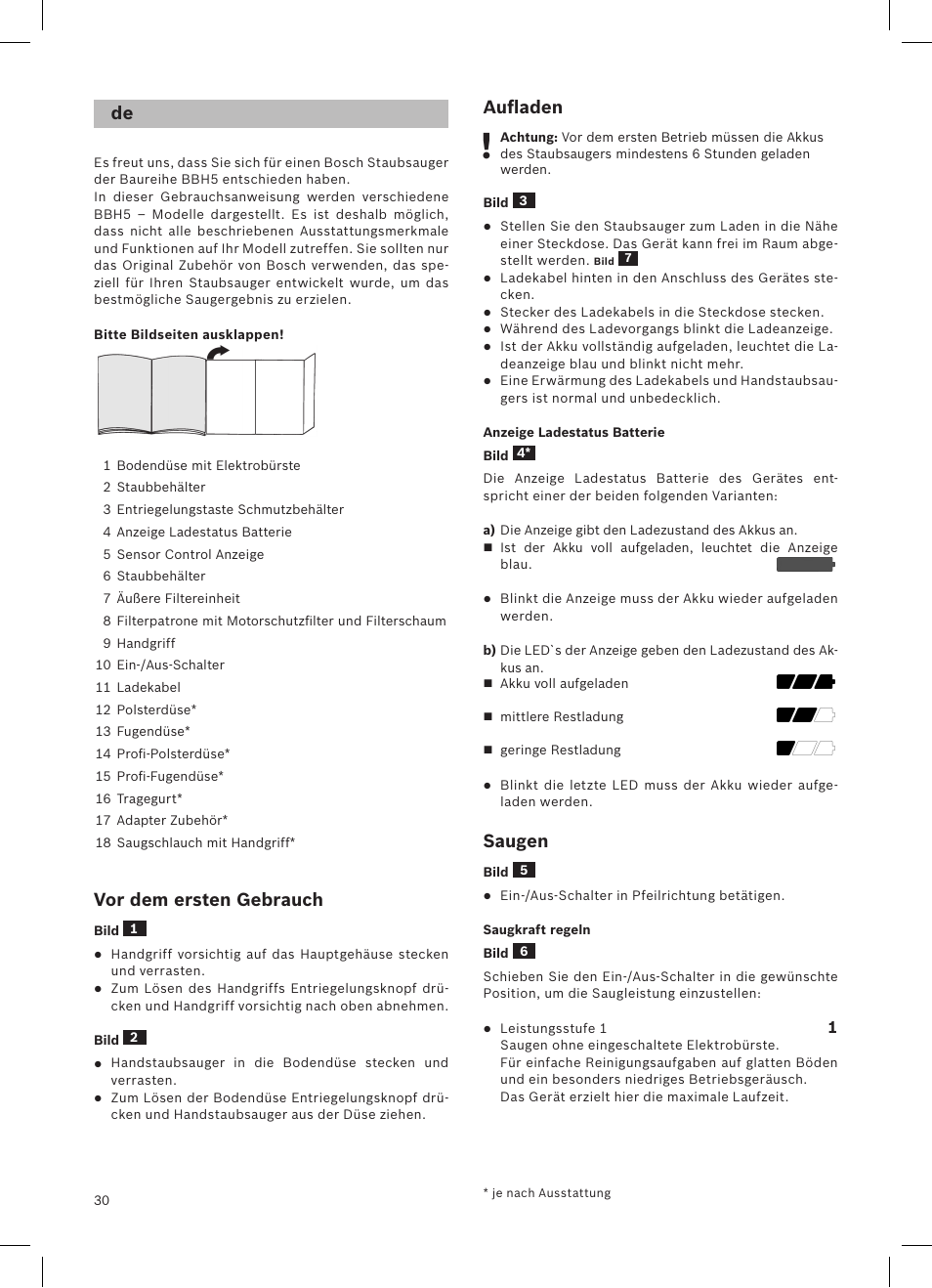 Bosch LithiumPower 25.2V Aspirateur balai sans fil rechargeable BBH52550 Argent minéral User Manual | Page 31 / 108