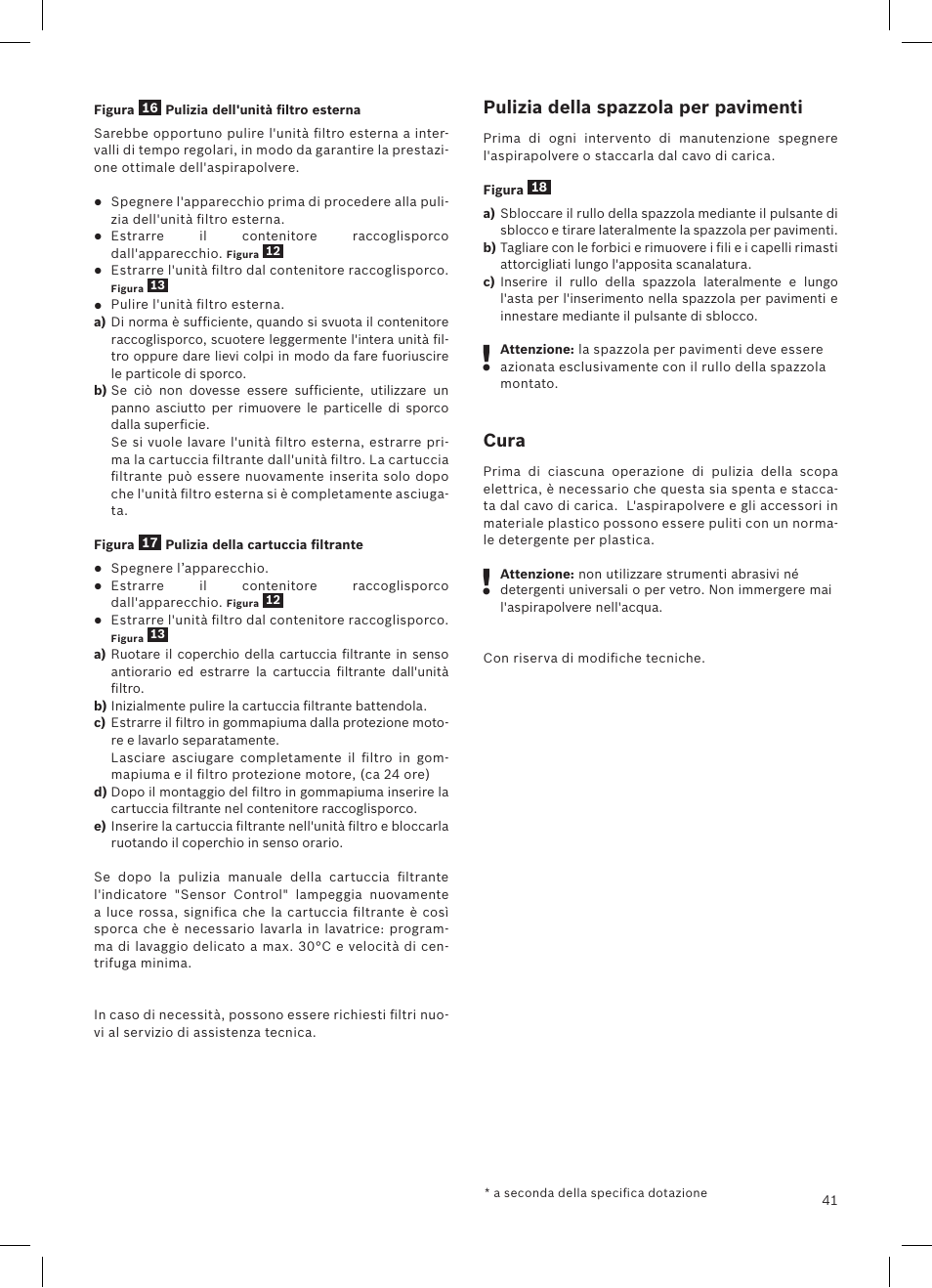 Pulizia della spazzola per pavimenti, Cura | Bosch LithiumPower 25.2V Aspirateur balai sans fil rechargeable BBH52550 Argent minéral User Manual | Page 42 / 108