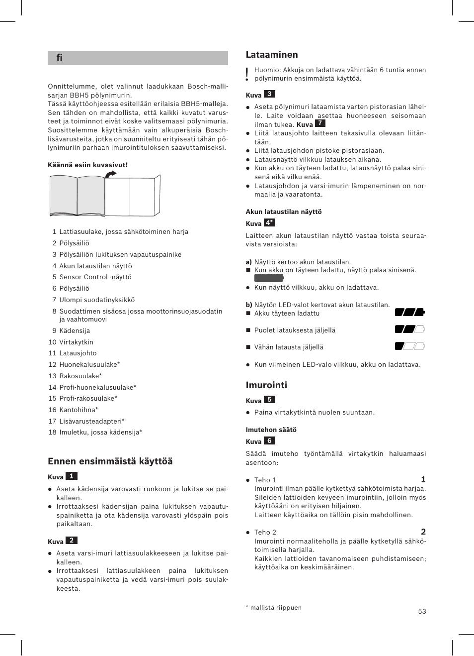 Bosch LithiumPower 25.2V Aspirateur balai sans fil rechargeable BBH52550 Argent minéral User Manual | Page 54 / 108