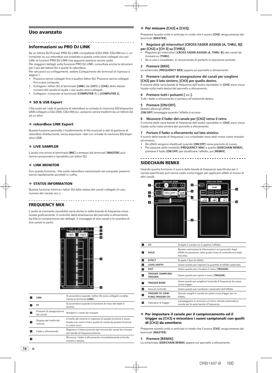 Uso avanzato, Drb1497-b, Informazioni su pro dj link | Frequency mix, Sidechain remix | Pioneer DJM-2000 User Manual | Page 100 / 204