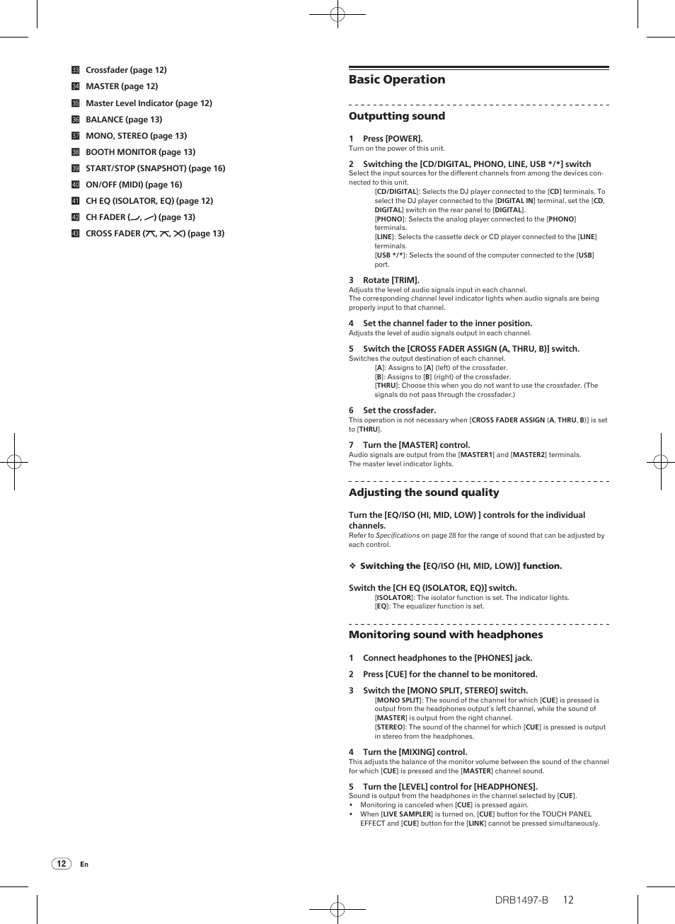 Basic operation | Pioneer DJM-2000 User Manual | Page 12 / 204