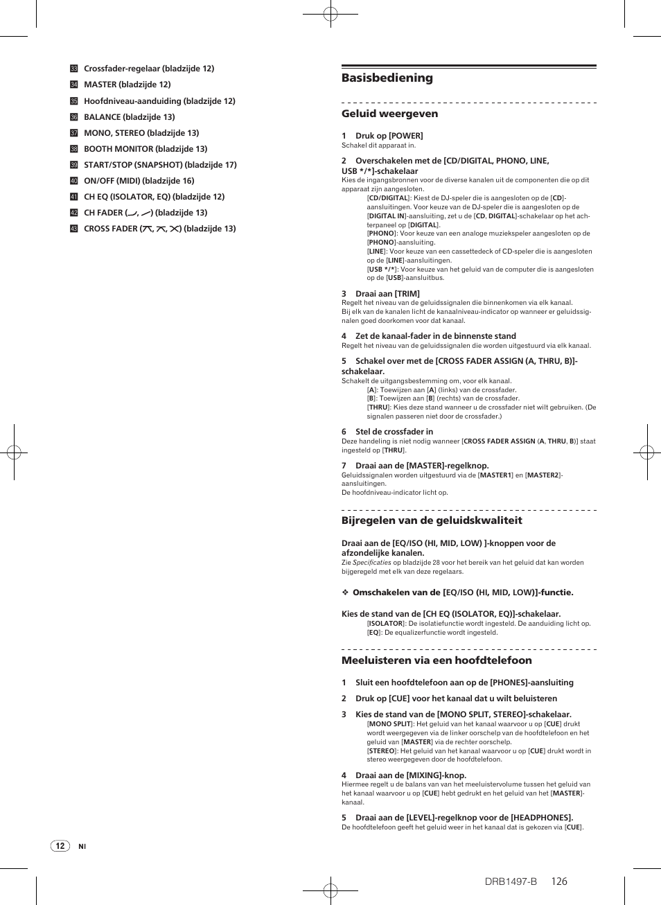 Basisbediening | Pioneer DJM-2000 User Manual | Page 126 / 204