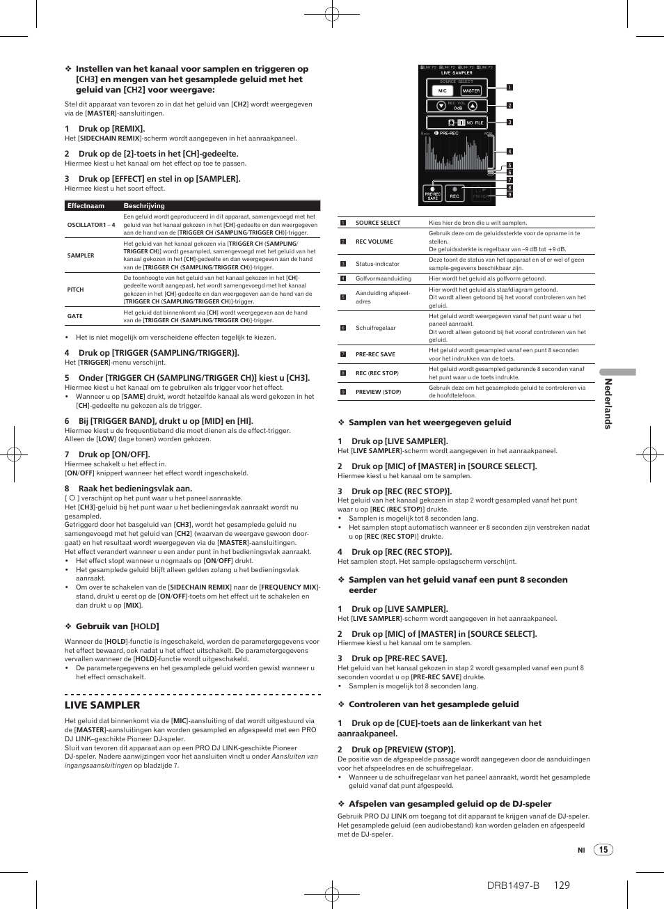 Drb1497-b, Live sampler | Pioneer DJM-2000 User Manual | Page 129 / 204