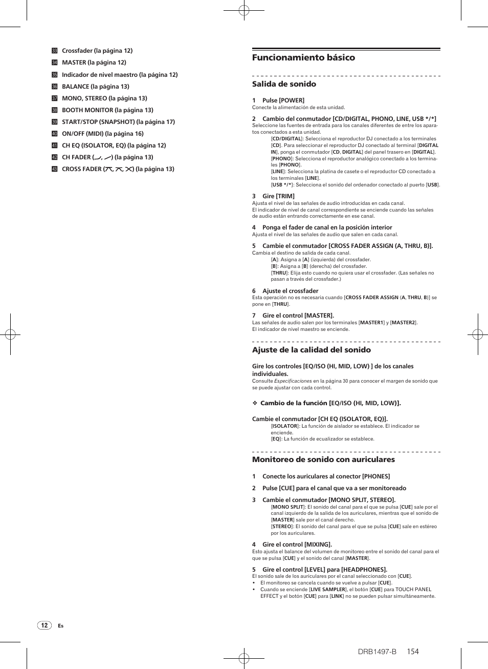 Funcionamiento básico | Pioneer DJM-2000 User Manual | Page 154 / 204