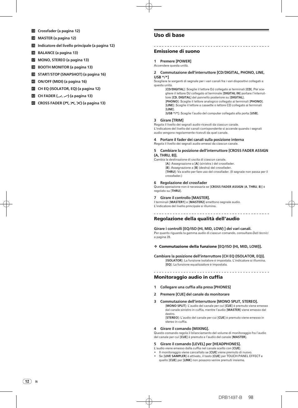 Uso di base | Pioneer DJM-2000 User Manual | Page 98 / 204