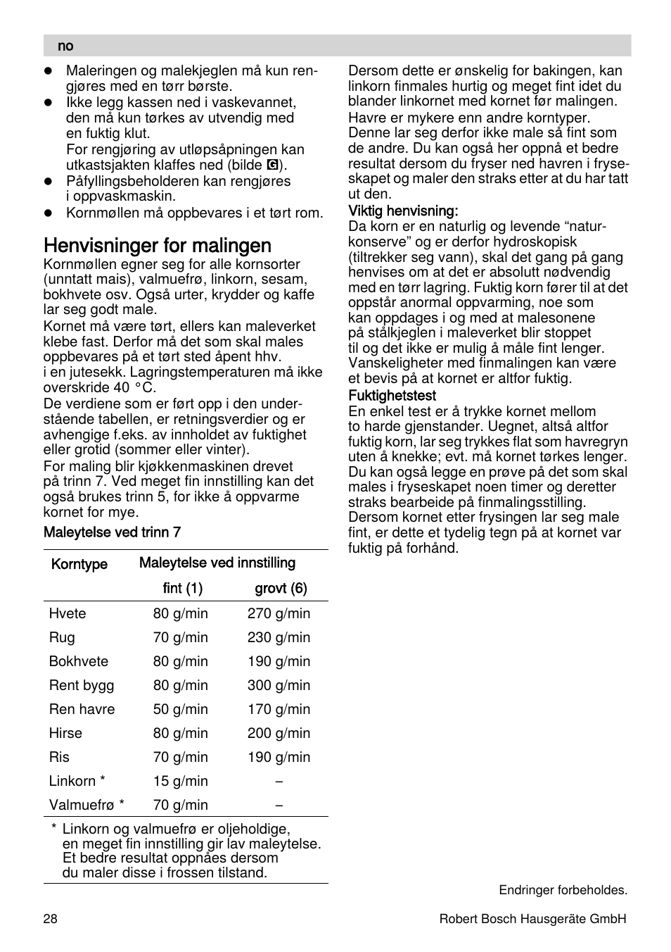 Henvisninger for malingen | Bosch MUZXLVE1 VitalEmotion pour les maîtres du pain le kit VitalEmotion est composé dun moulin à céréales dun mini-hachoir Multi-mixer et de 3 disques User Manual | Page 28 / 74