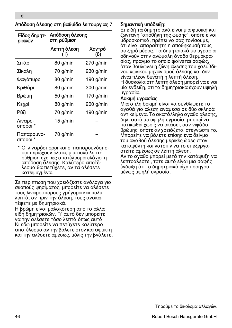 Bosch MUZXLVE1 VitalEmotion pour les maîtres du pain le kit VitalEmotion est composé dun moulin à céréales dun mini-hachoir Multi-mixer et de 3 disques User Manual | Page 46 / 74