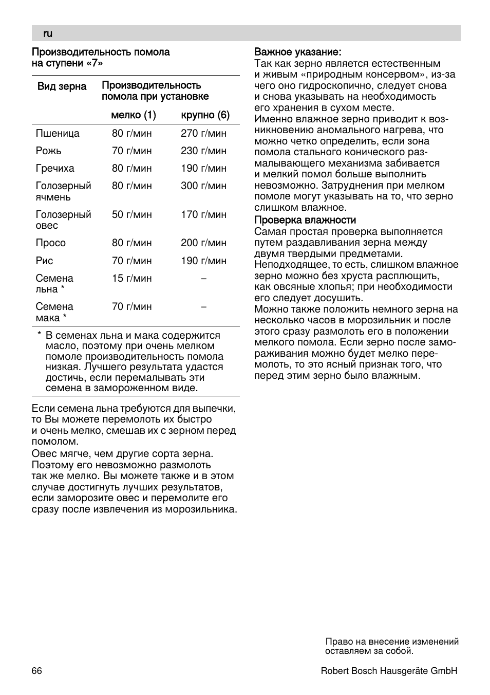 Bosch MUZXLVE1 VitalEmotion pour les maîtres du pain le kit VitalEmotion est composé dun moulin à céréales dun mini-hachoir Multi-mixer et de 3 disques User Manual | Page 66 / 74