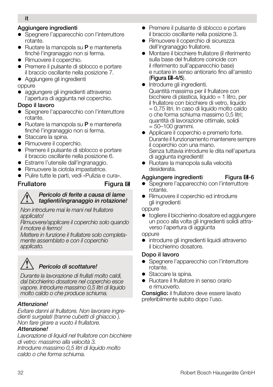 Bosch MUM4640 ROBOT BLANC ROSE 550W BLENDER BOL PLASTI User Manual | Page 32 / 174