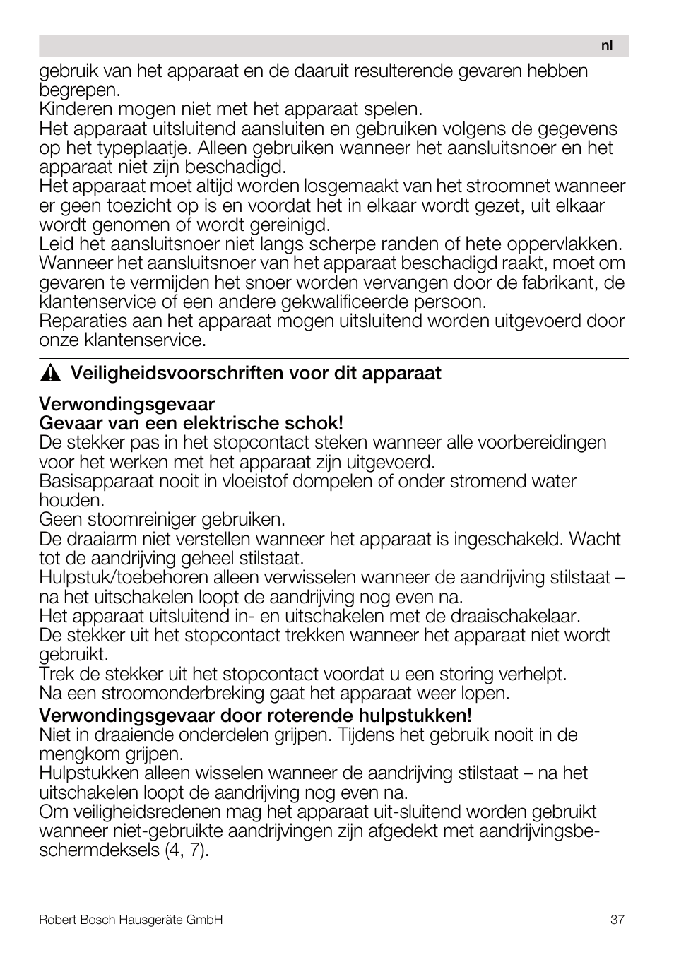 Bosch MUM4640 ROBOT BLANC ROSE 550W BLENDER BOL PLASTI User Manual | Page 37 / 174