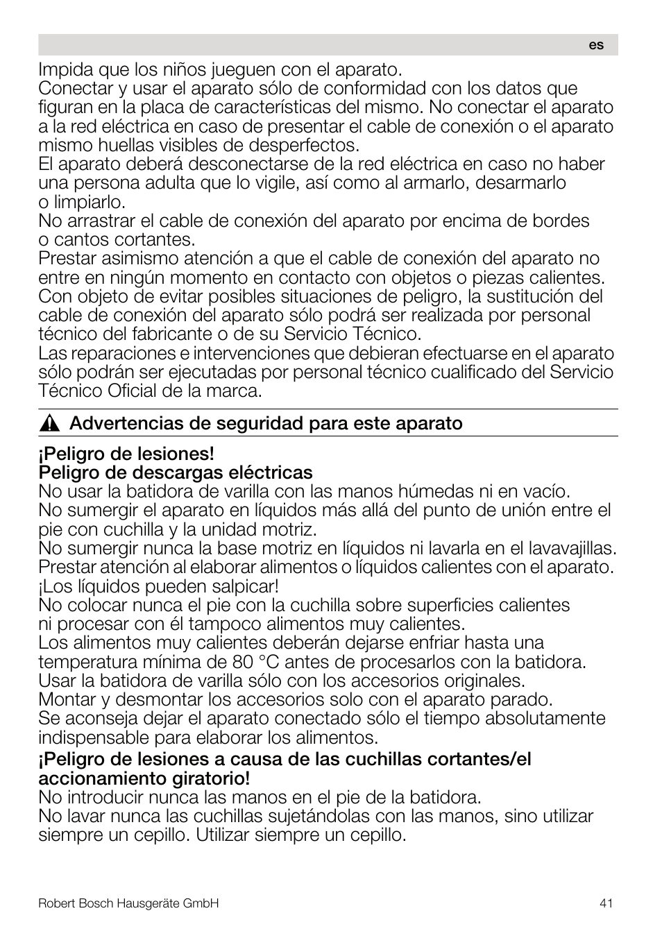 Bosch MSM67160 Mixeur plongeant noir gris User Manual | Page 41 / 98