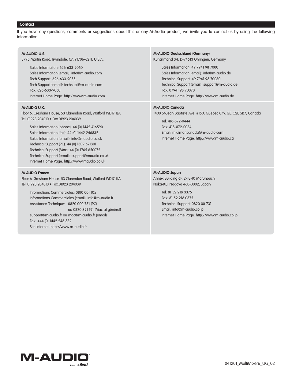 M-AUDIO Multimixer 6 User Manual | Page 3 / 3