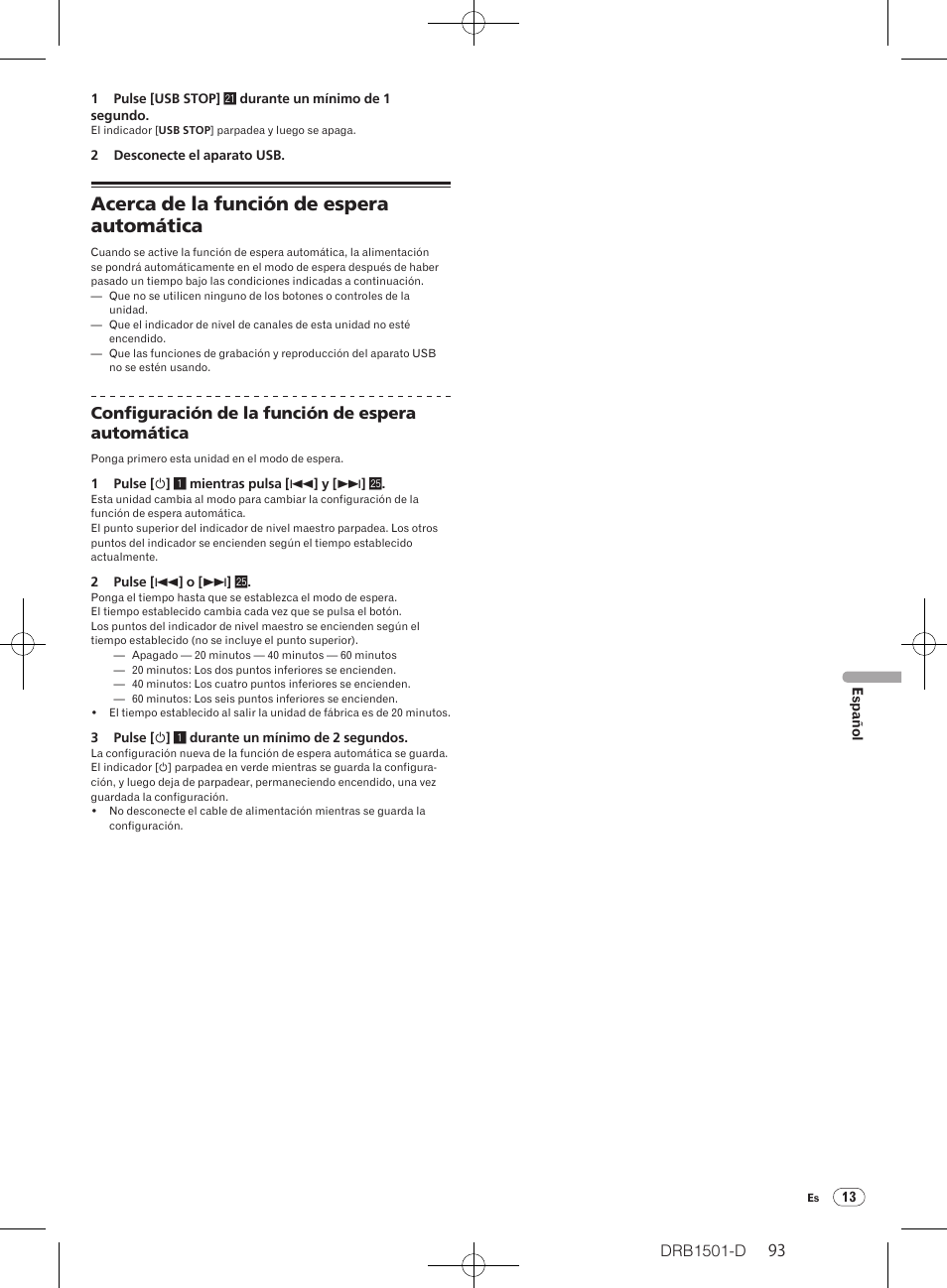Acerca de la función de espera automática | Pioneer DJM-350-W User Manual | Page 93 / 116