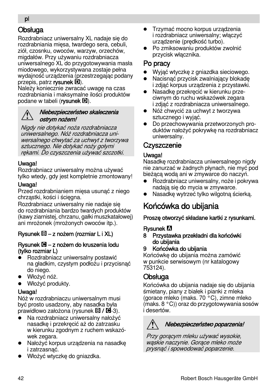 Końcówka do ubijania, Obsługa, Po pracy | Czyszczenie | Bosch MSM87160 Mixeur plongeant noir EDG User Manual | Page 42 / 61