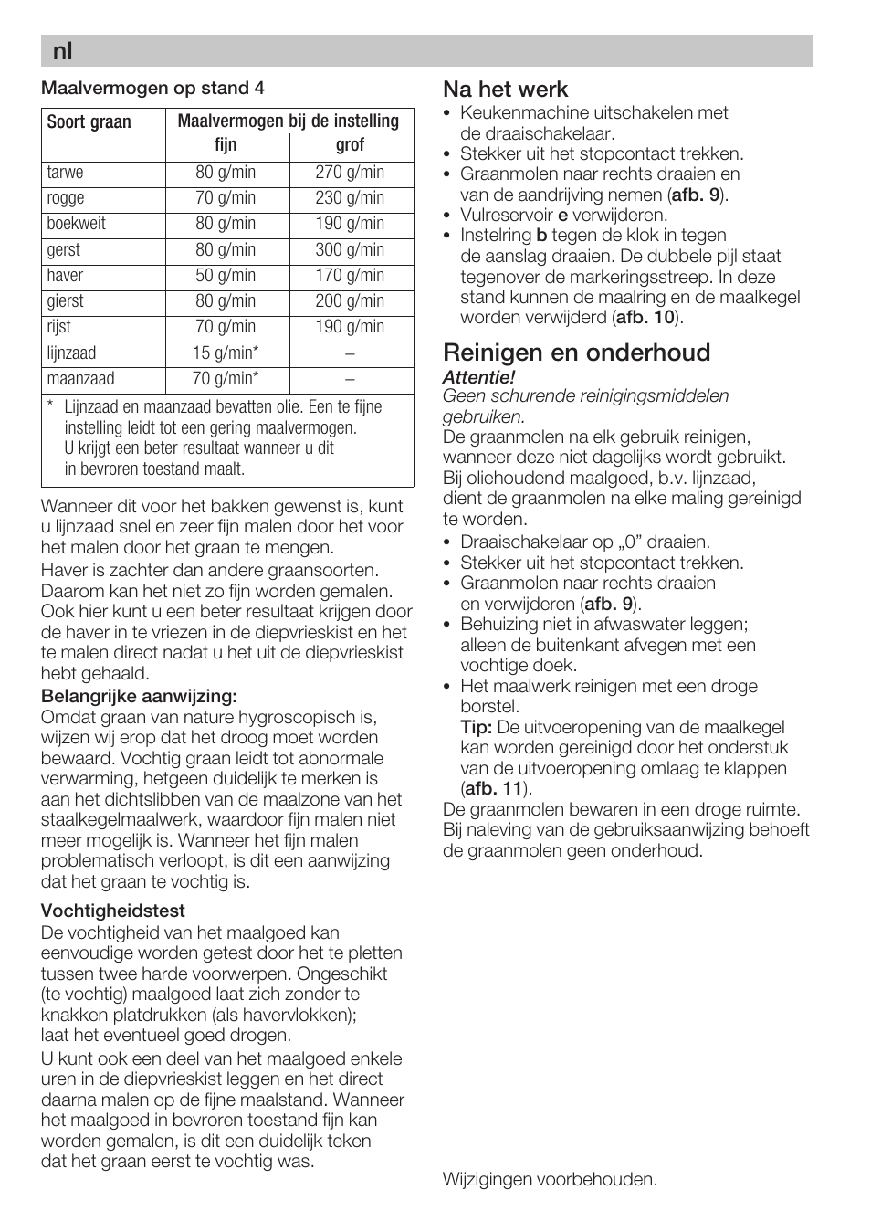 Reinigen en onderhoud, Na het werk | Bosch MUZ8GM1 Accessoire moulin à céréales avec meule en acier pour MUM8 User Manual | Page 14 / 56