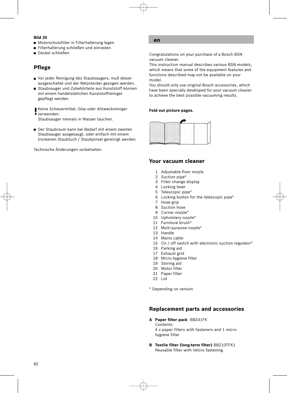 Bosch Aspirateur avec sac BSN1801 Bosch 1800 W big bag 3 l User Manual | Page 83 / 144