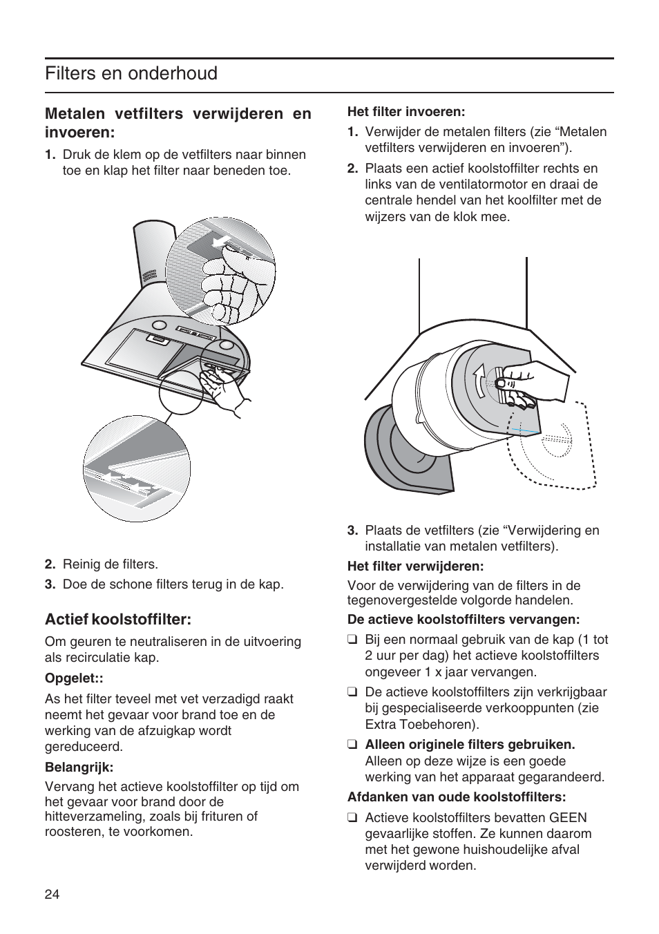 Filters en onderhoud | Bosch DWA091450 - inox Hotte décorative murale 90 cm User Manual | Page 24 / 76