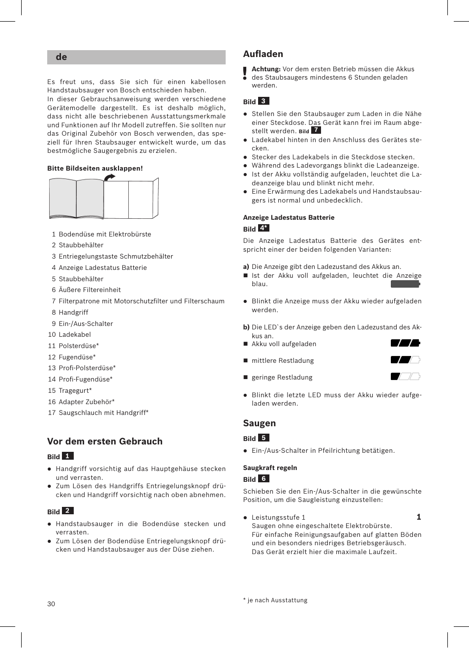 Bosch LithiumPower 18V Aspirateur balai sans fil rechargeable BCH51840 PABL User Manual | Page 31 / 108