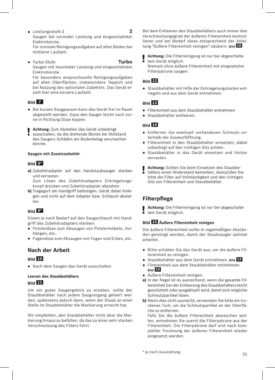 Bosch LithiumPower 18V Aspirateur balai sans fil rechargeable BCH51840 PABL User Manual | Page 32 / 108