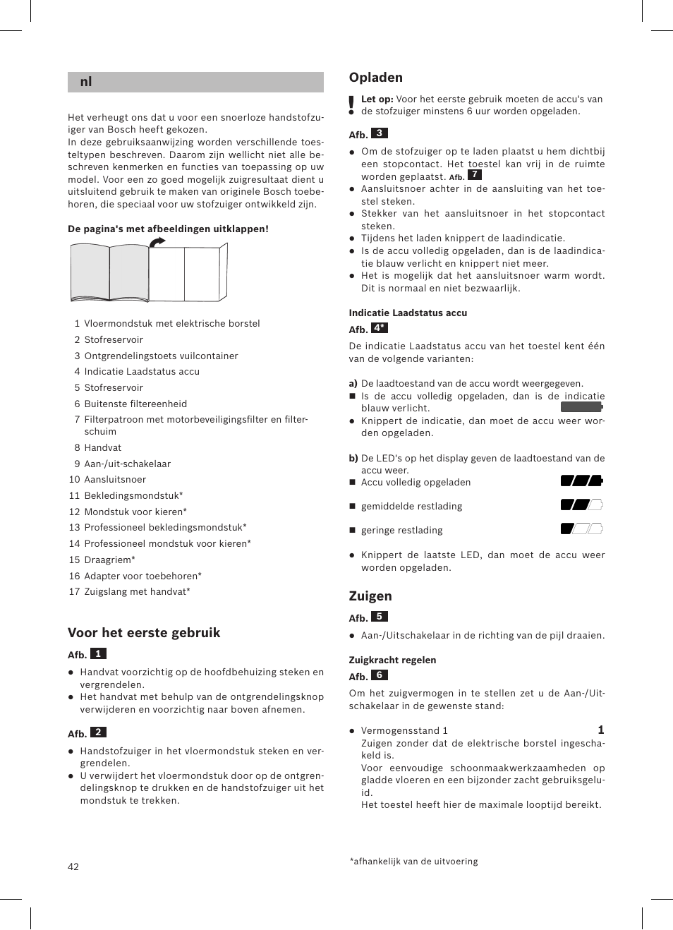 Bosch LithiumPower 18V Aspirateur balai sans fil rechargeable BCH51840 PABL User Manual | Page 43 / 108