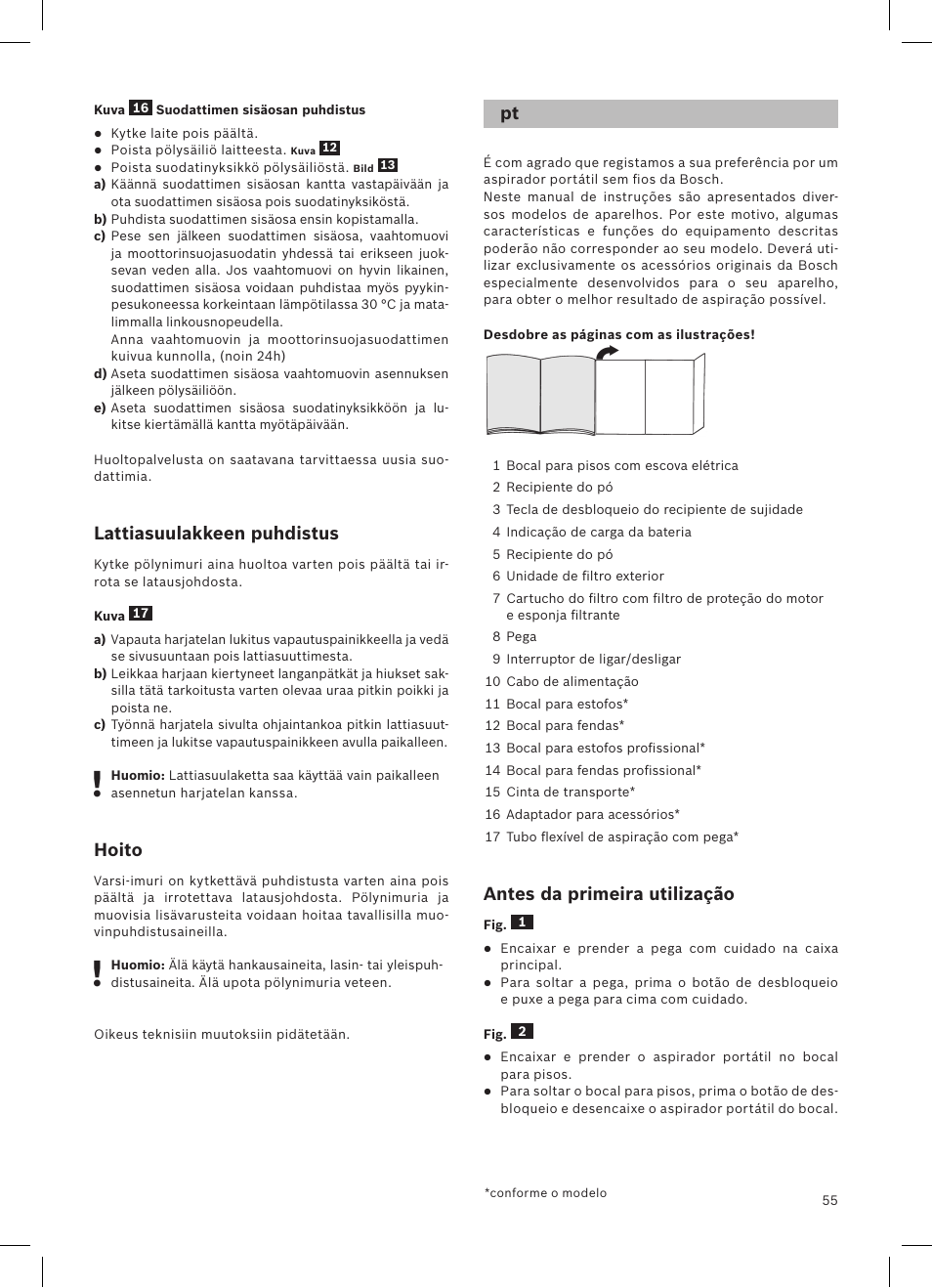 Bosch LithiumPower 18V Aspirateur balai sans fil rechargeable BCH51840 PABL User Manual | Page 56 / 108