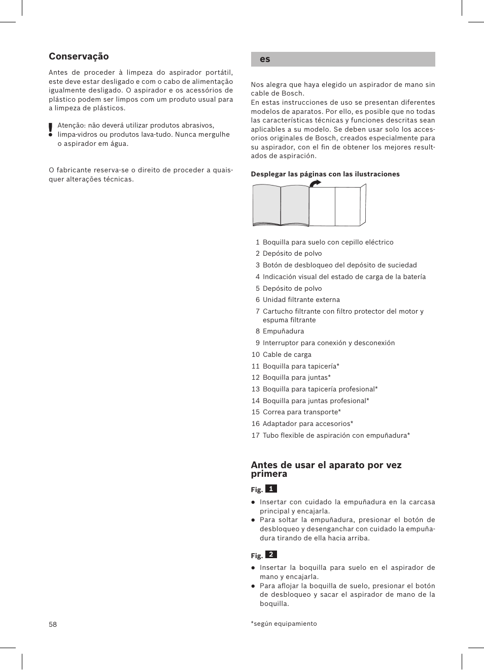 Bosch LithiumPower 18V Aspirateur balai sans fil rechargeable BCH51840 PABL User Manual | Page 59 / 108