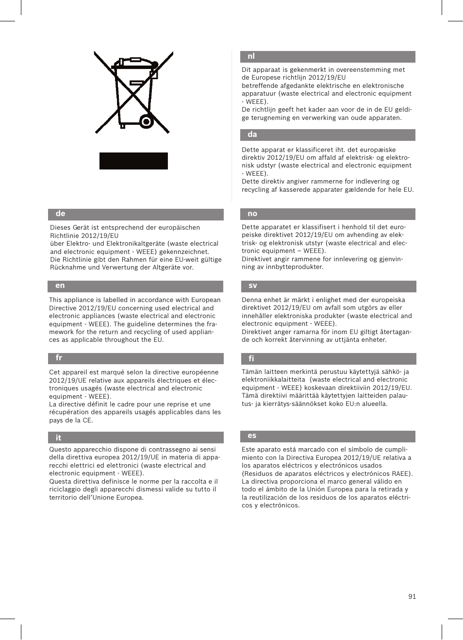 Bosch LithiumPower 18V Aspirateur balai sans fil rechargeable BCH51840 PABL User Manual | Page 92 / 108