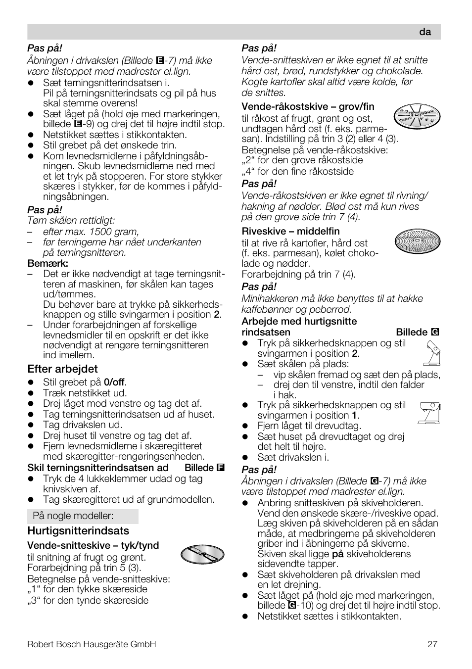 Bosch MUZ5CC1 Découpe-dés pour découper des fruits légumes fromage et viande cuite en forme de dés Pour Kitchen machine MUM5 User Manual | Page 27 / 94