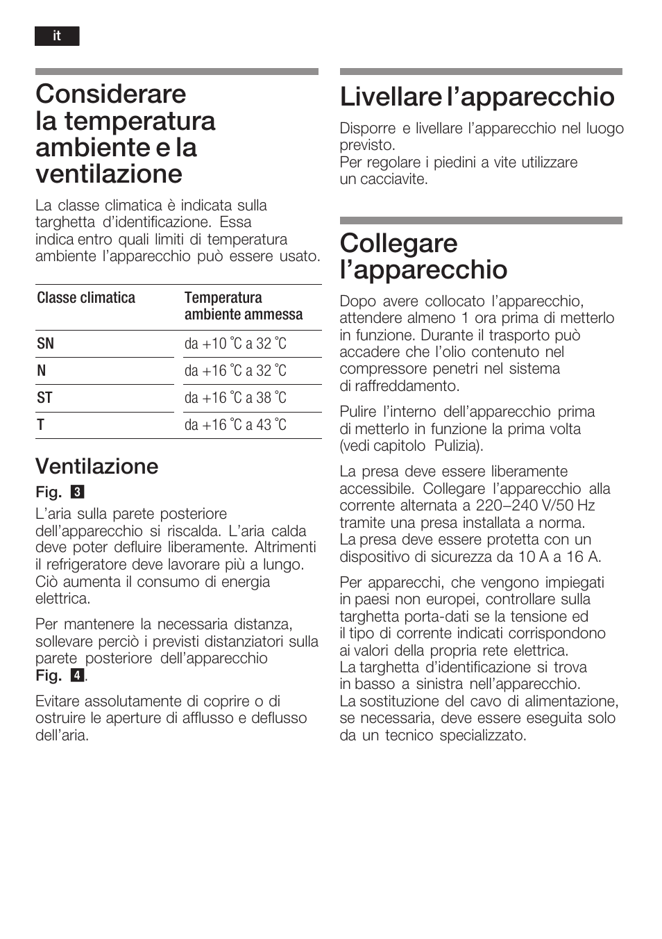 Livellare l'apparecchio, Collegare l'apparecchio, Ventilazione | Bosch KSW38940 Cave à vin de vieillissement Premium Luxe User Manual | Page 48 / 75