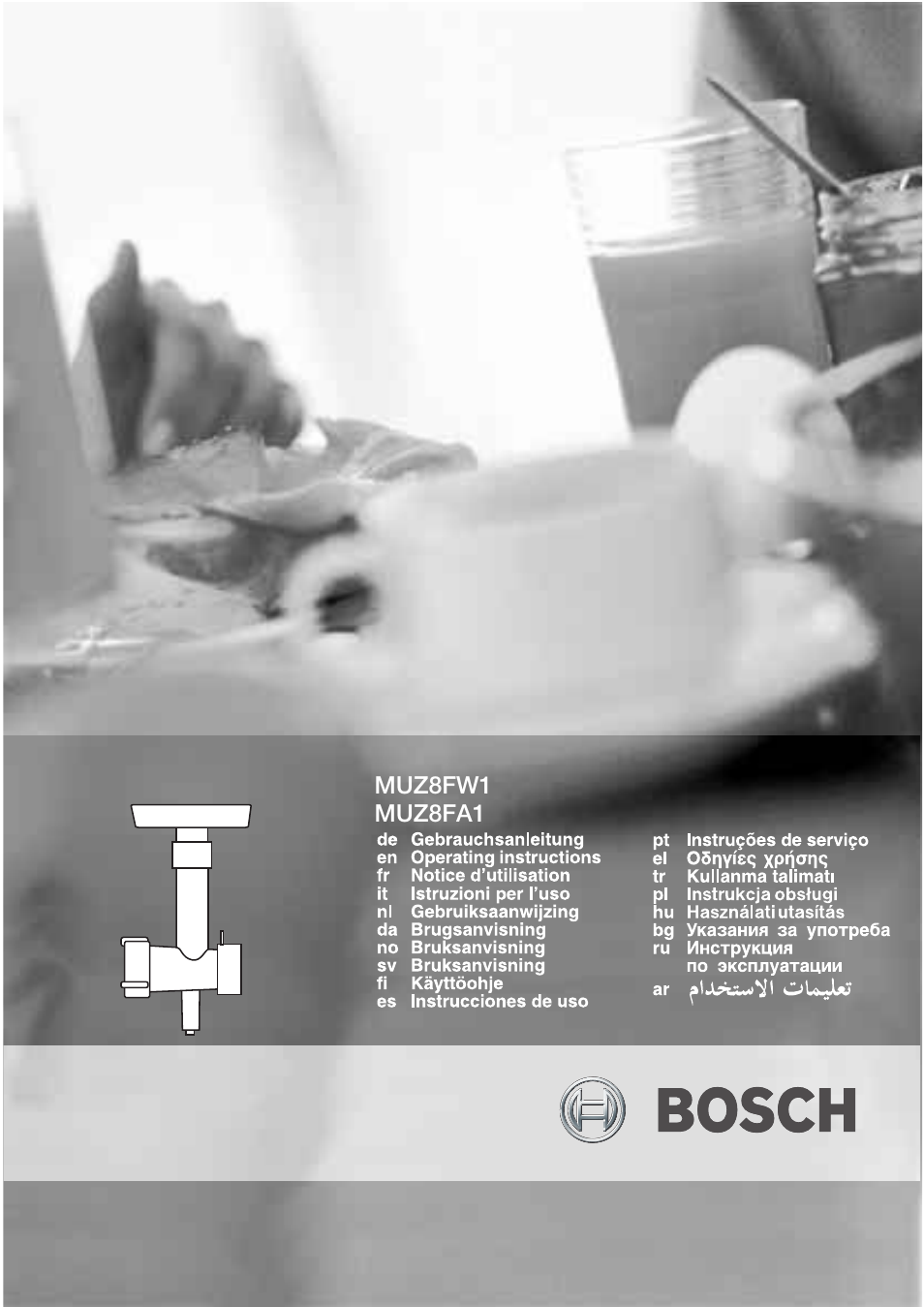 Bosch MUZ8FA1 Accessoires Hachoir à viande avec adaptateur pour MUM8 User Manual | 45 pages